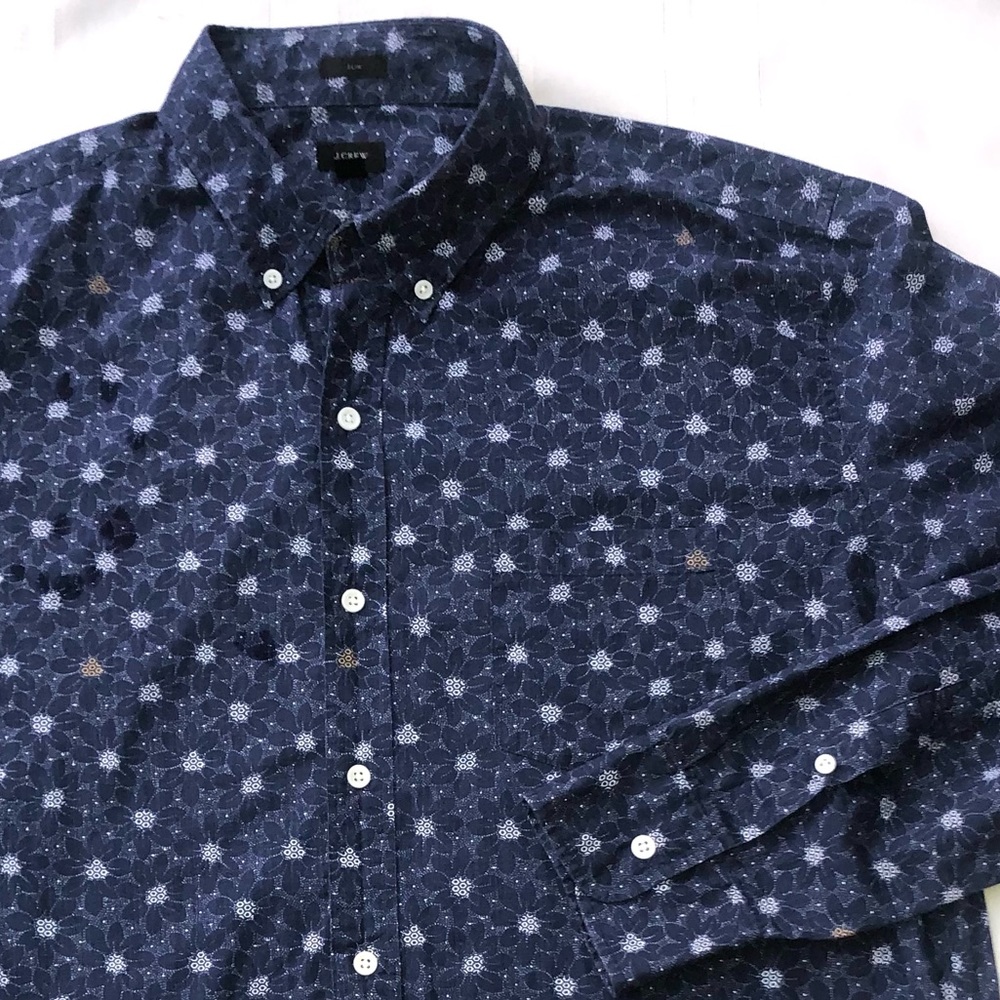 J. Crew shirt floral print button down long sleeve men’s size XL classic